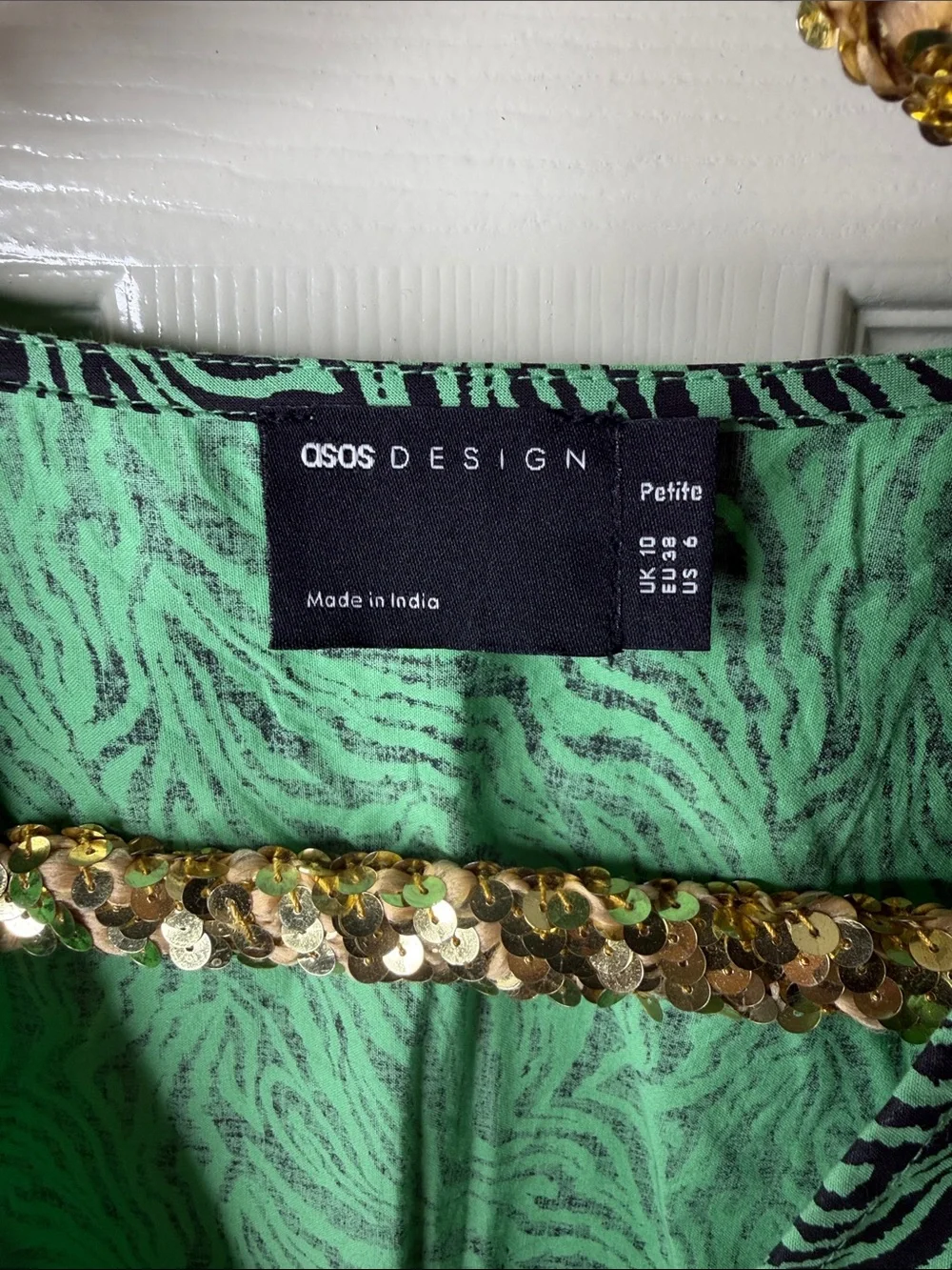 ASOS Petite Green Swirl Tie-Front Mini Dress